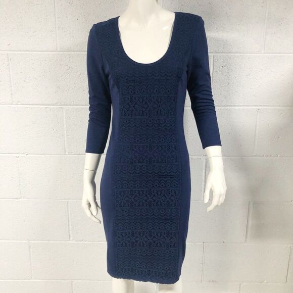 NWOT Plenty by Tracy Reese Carla Blue Lace Panel Stretch Jersey Sheath Dress - Picture 1 of 7